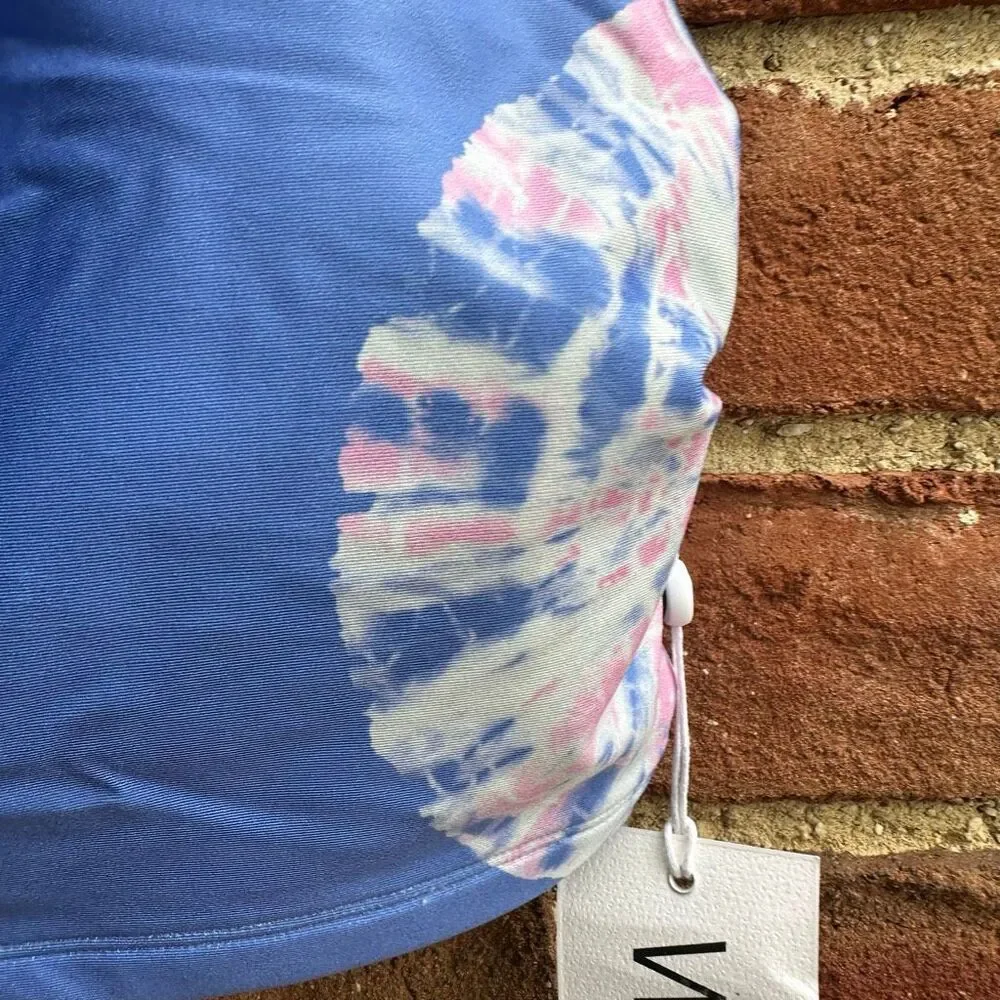 Wildfox Longline Lia Sports Bra Purple Tie Dye Wedgewood Large NEW